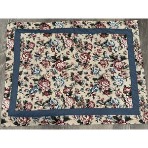 2 Vintage Springs Floral Standard Pillow Shams Set Cottagecore Blue Maroon
